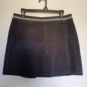 Vintage Skort Black 100% Cotton Waistband Grosgrain Ribbon Trim Size 12 EUC
